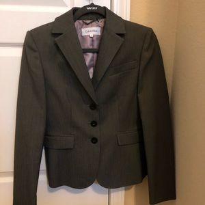 Complete Calvin Klein Gray Suit w/ lavender lining